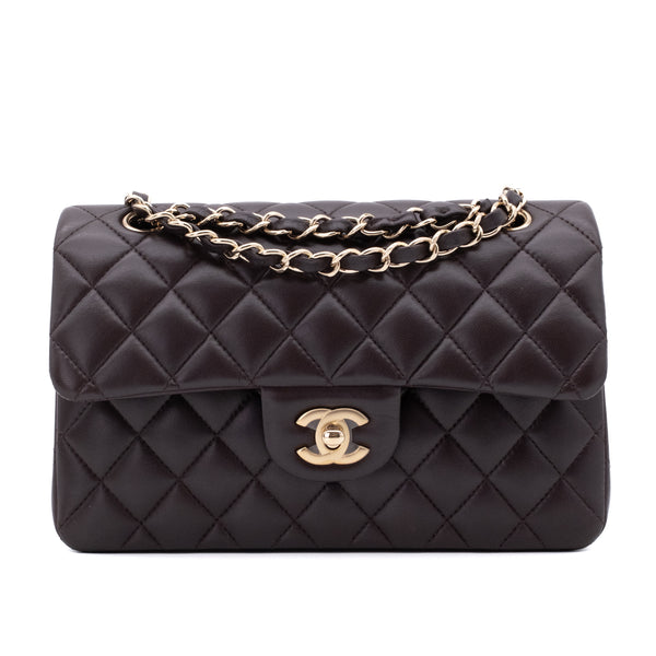 Chanel Classic Double Flap Bag Small 21A Lammleder Braun GHW