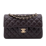 Chanel Classic Double Flap Bag Small 21A Lammleder Braun GHW