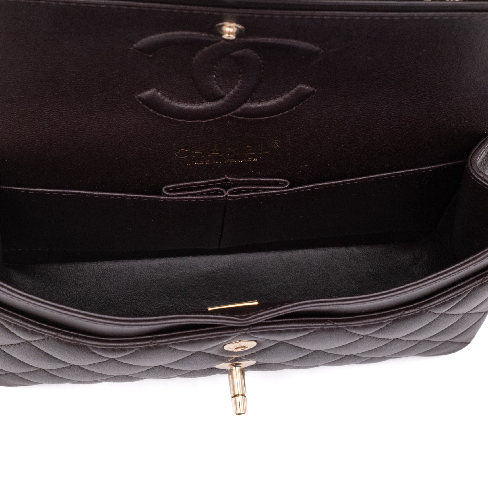 Chanel Classic Double Flap Bag Small 21A Lammleder Braun GHW