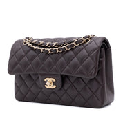 Chanel Classic Double Flap Bag Small 21A Lammleder Braun GHW