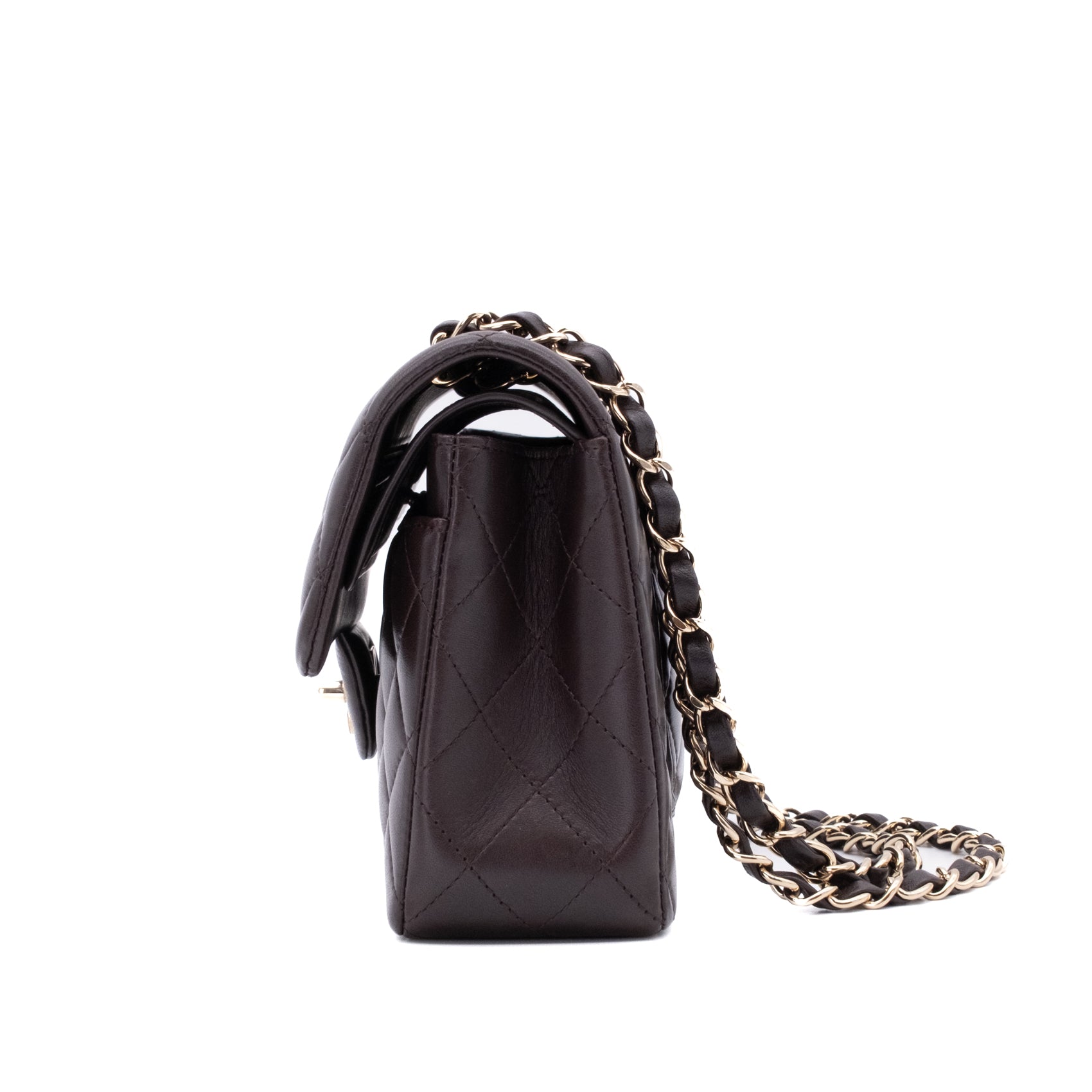 Chanel Classic Double Flap Bag Small 21A Lammleder Braun GHW