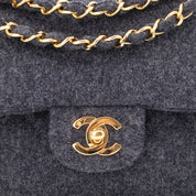 Chanel Double Flap Small Wolle Grau 24k GHW