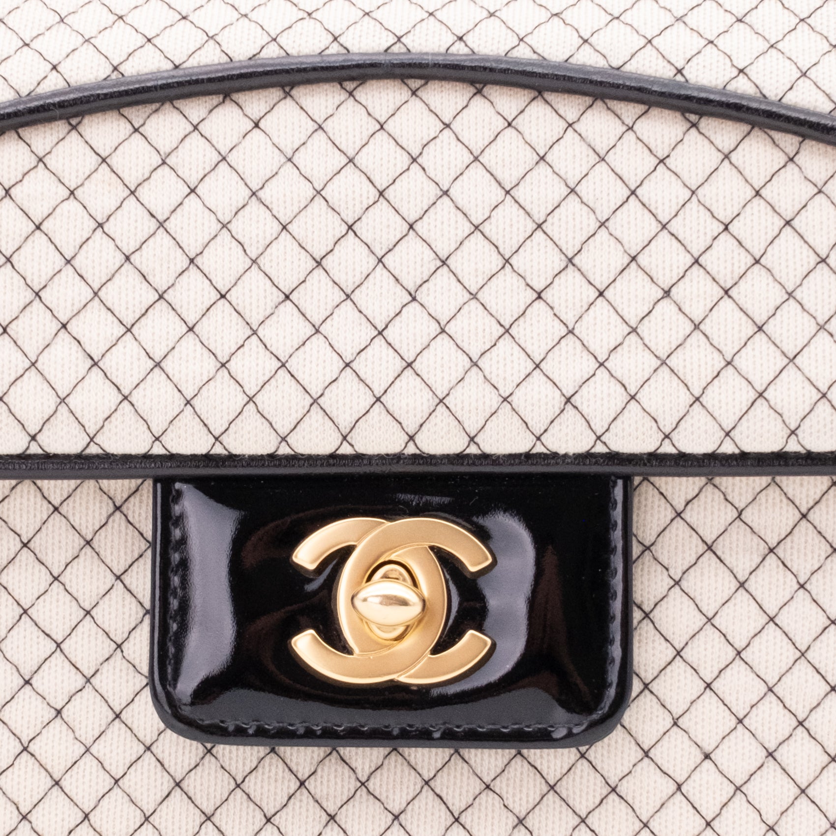 Chanel Classic Single Flap East West Microquilting Jersey Beige Schwarz GHW Matt