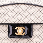 Chanel Classic Single Flap East West Microquilting Jersey Beige Schwarz GHW Matt