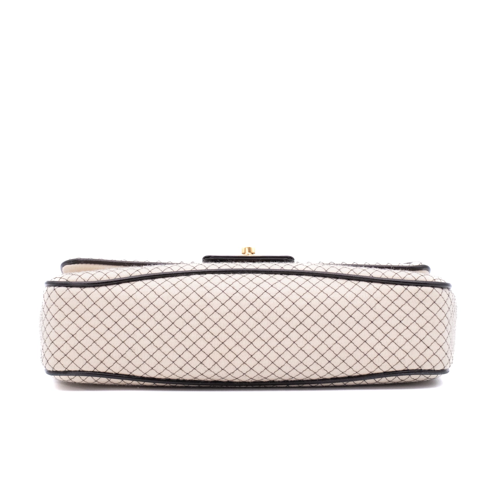 Chanel Classic Single Flap East West Microquilting Jersey Beige Schwarz GHW Matt