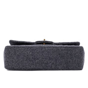 Chanel Double Flap Small Wolle Grau 24k GHW