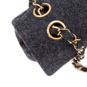 Chanel Double Flap Small Wolle Grau 24k GHW