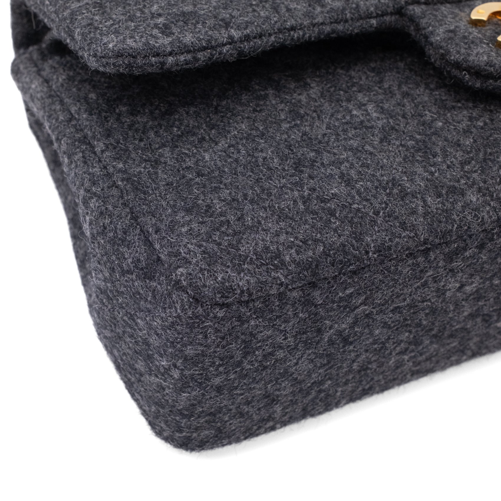 Chanel Double Flap Small Wolle Grau 24k GHW
