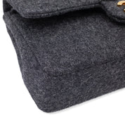 Chanel Double Flap Small Wolle Grau 24k GHW