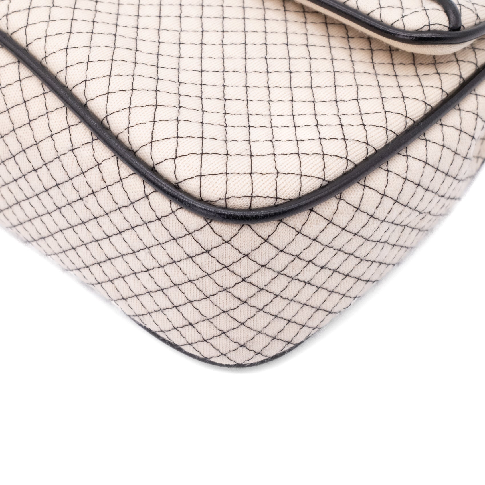 Chanel Classic Single Flap East West Microquilting Jersey Beige Schwarz GHW Matt