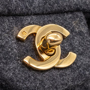 Chanel Double Flap Small Wolle Grau 24k GHW