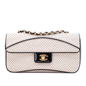 Chanel Classic Single Flap East West Microquilting Jersey Beige Schwarz GHW Matt