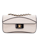 Chanel Classic Single Flap East West Microquilting Jersey Beige Schwarz GHW Matt