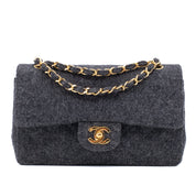 Chanel Double Flap Small Wolle Grau 24k GHW