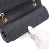 Chanel Double Flap Small Wolle Grau 24k GHW