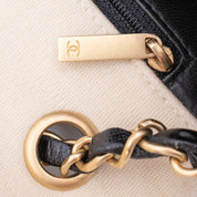Chanel Classic Single Flap East West Microquilting Jersey Beige Schwarz GHW Matt