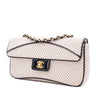 Chanel Classic Single Flap East West Microquilting Jersey Beige Schwarz GHW Matt