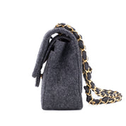 Chanel Double Flap Small Wolle Grau 24k GHW