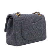 Chanel Double Flap Small Wolle Grau 24k GHW