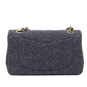 Chanel Double Flap Small Wolle Grau 24k GHW