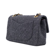 Chanel Double Flap Small Wolle Grau 24k GHW