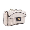 Chanel Classic Single Flap East West Microquilting Jersey Beige Schwarz GHW Matt