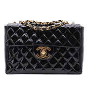 Chanel Classic Single Flap Jumbo XL Lackleder Schwarz GHW 24k