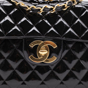 Chanel Classic Single Flap Jumbo XL Lackleder Schwarz GHW 24k