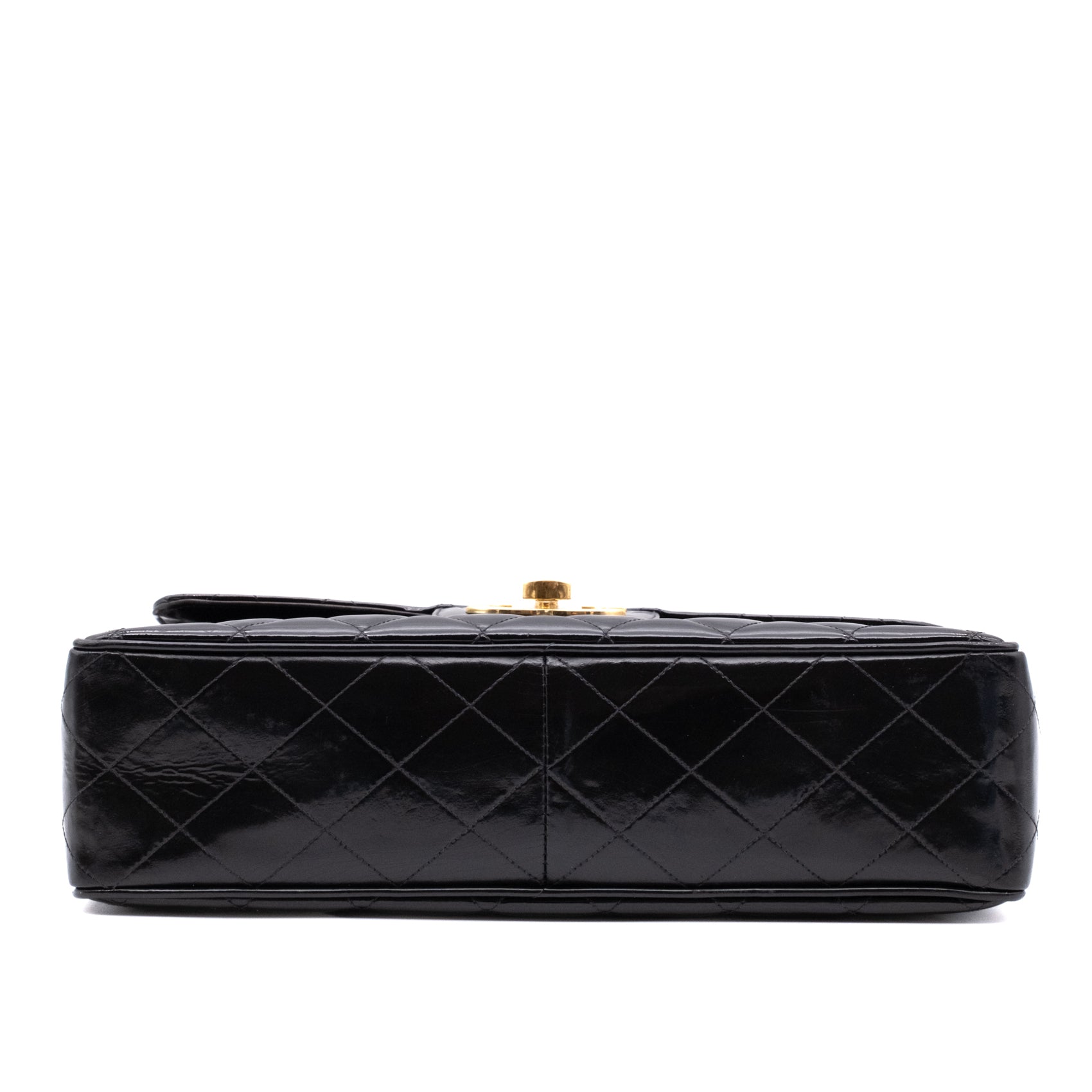 Chanel Classic Single Flap Jumbo XL Lackleder Schwarz GHW 24k