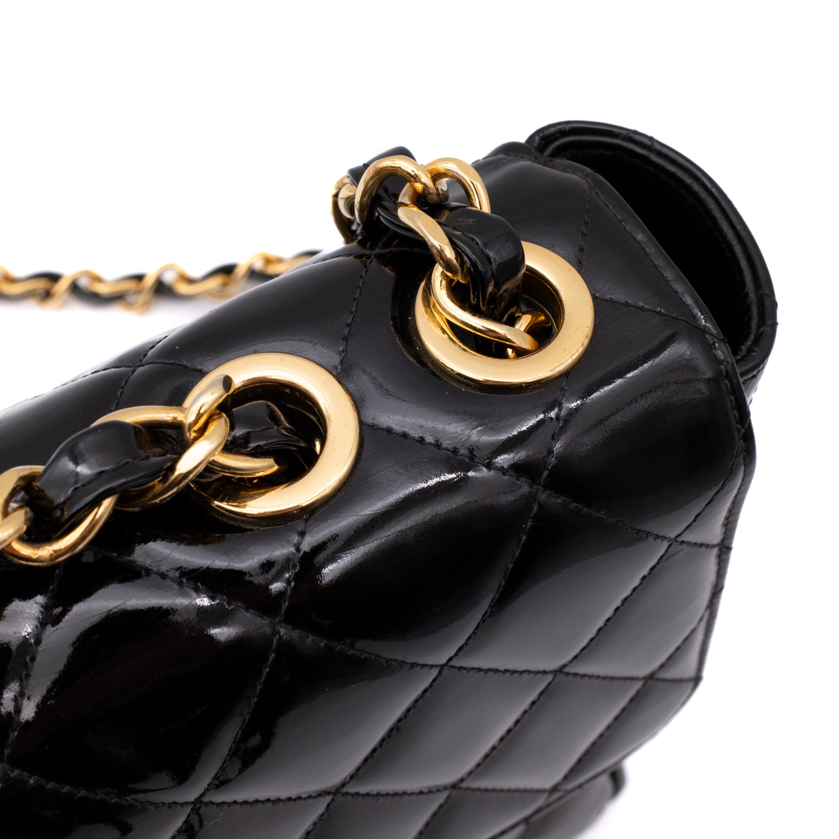 Chanel Classic Single Flap Jumbo XL Lackleder Schwarz GHW 24k