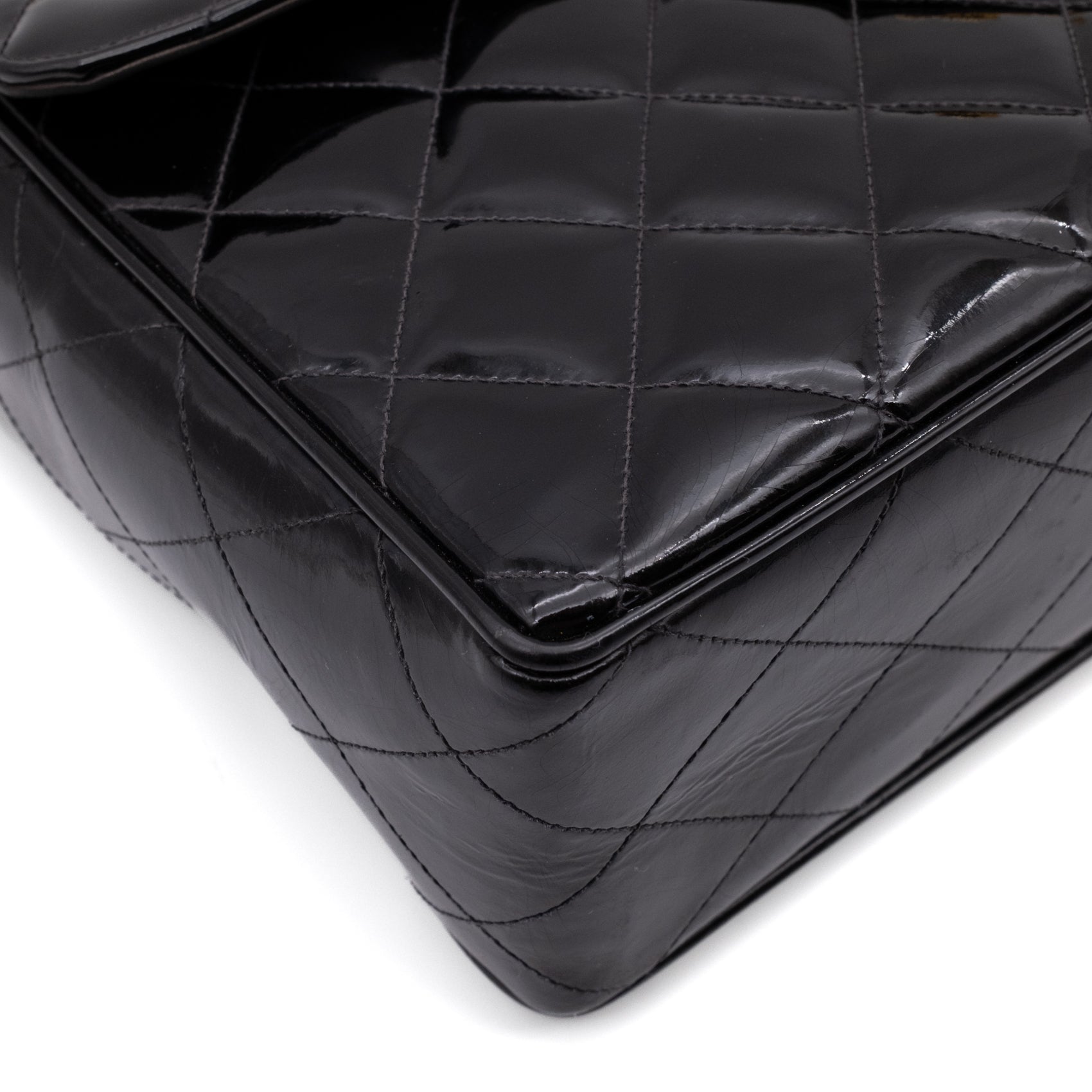 Chanel Classic Single Flap Jumbo XL Lackleder Schwarz GHW 24k