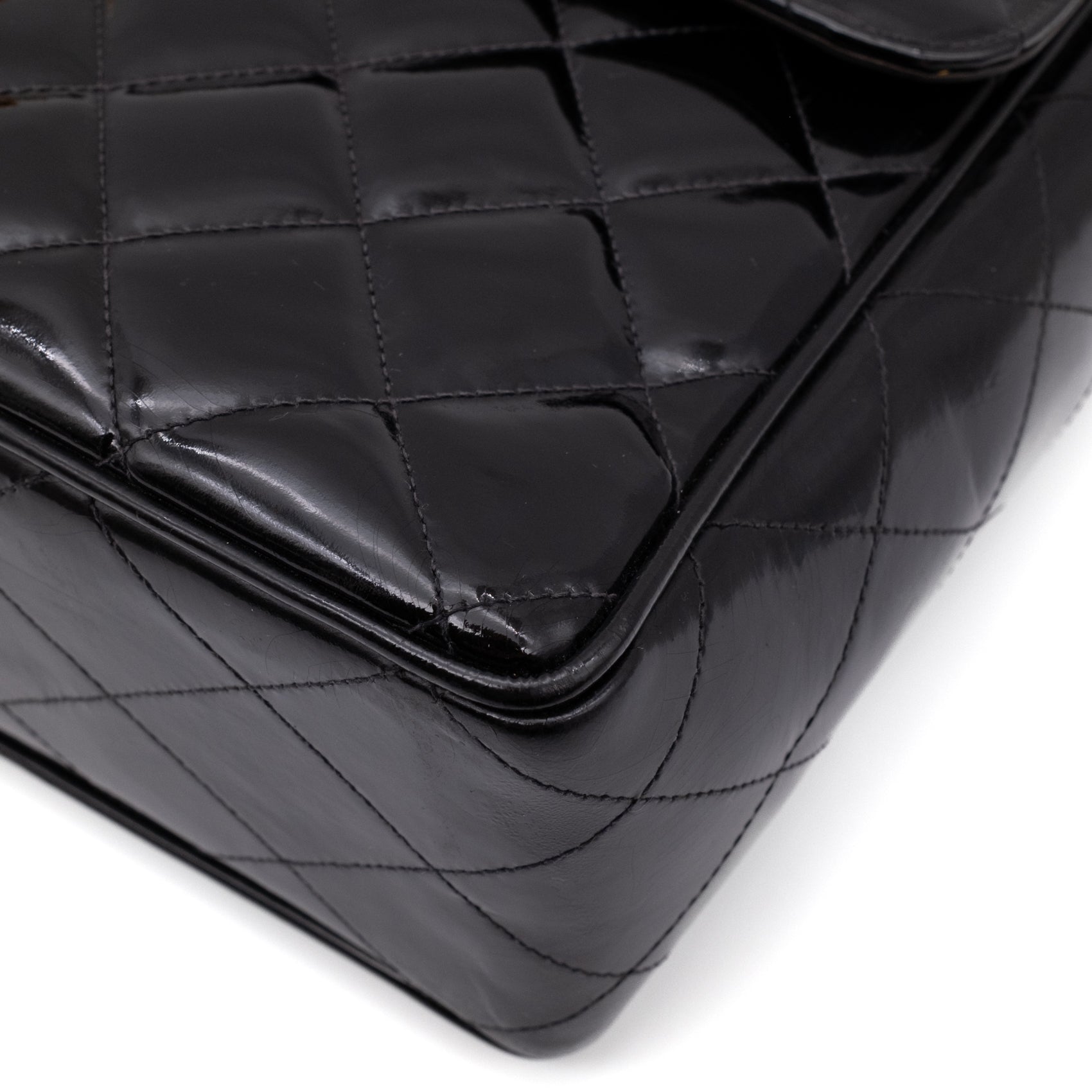 Chanel Classic Single Flap Jumbo XL Lackleder Schwarz GHW 24k