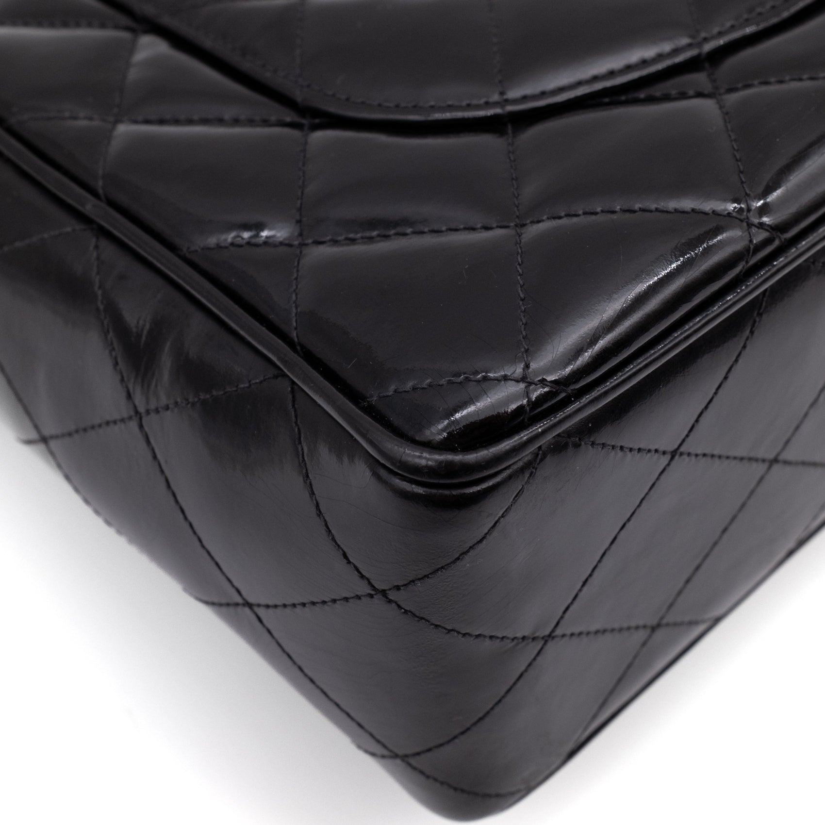 Chanel Classic Single Flap Jumbo XL Lackleder Schwarz GHW 24k