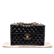Chanel Classic Single Flap Jumbo XL Lackleder Schwarz GHW 24k