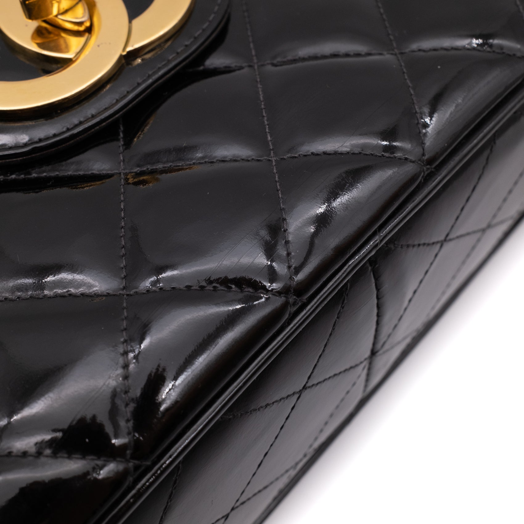 Chanel Classic Single Flap Jumbo XL Lackleder Schwarz GHW 24k