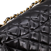 Chanel Classic Single Flap Jumbo XL Lackleder Schwarz GHW 24k