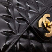 Chanel Classic Single Flap Jumbo XL Lackleder Schwarz GHW 24k