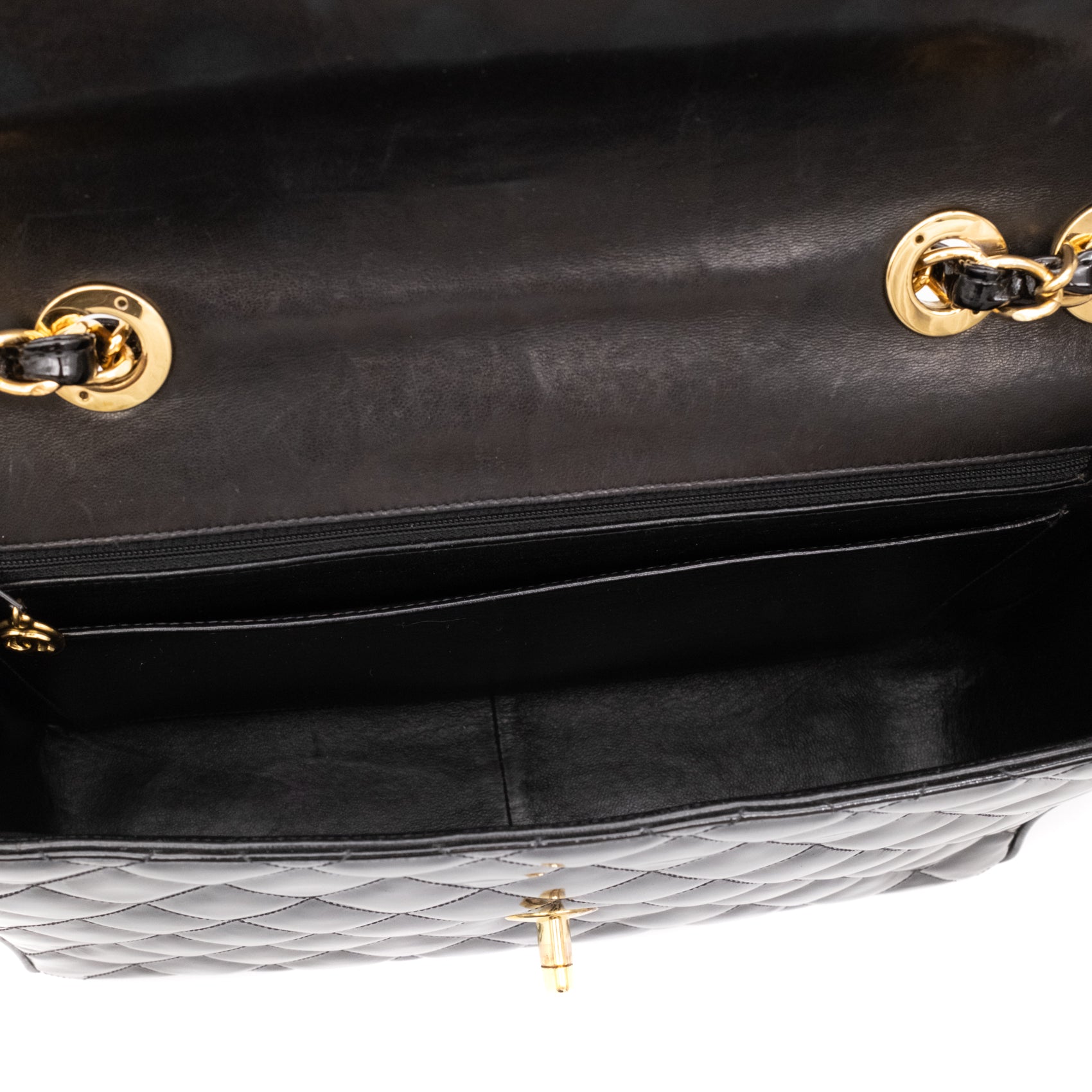 Chanel Classic Single Flap Jumbo XL Lackleder Schwarz GHW 24k