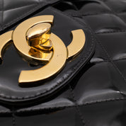 Chanel Classic Single Flap Jumbo XL Lackleder Schwarz GHW 24k