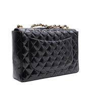 Chanel Classic Single Flap Jumbo XL Lackleder Schwarz GHW 24k
