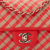Chanel Single Flap Mini Rectangle Small 21P Raffia Stroh Korall Rot GHW