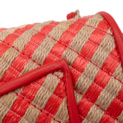 Chanel Single Flap Mini Rectangle Small 21P Raffia Stroh Korall Rot GHW
