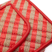 Chanel Single Flap Mini Rectangle Small 21P Raffia Stroh Korall Rot GHW