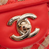 Chanel Single Flap Mini Rectangle Small 21P Raffia Stroh Korall Rot GHW