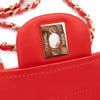 Chanel Single Flap Mini Rectangle Small 21P Raffia Stroh Korall Rot GHW