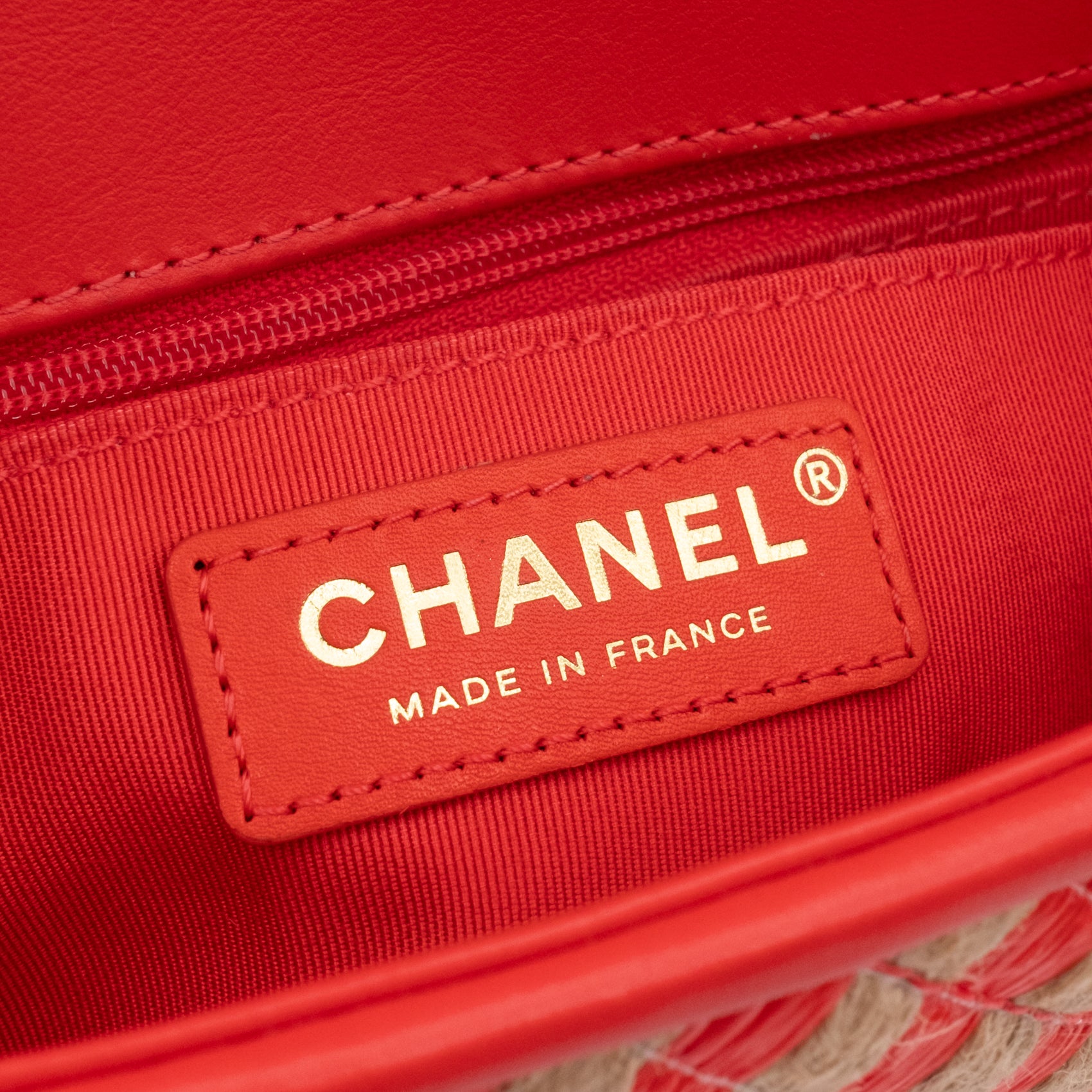 Chanel Single Flap Mini Rectangle Small 21P Raffia Stroh Korall Rot GHW