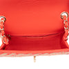 Chanel Single Flap Mini Rectangle Small 21P Raffia Stroh Korall Rot GHW