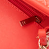 Chanel Single Flap Mini Rectangle Small 21P Raffia Stroh Korall Rot GHW