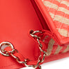 Chanel Single Flap Mini Rectangle Small 21P Raffia Stroh Korall Rot GHW