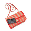 Chanel Single Flap Mini Rectangle Small 21P Raffia Stroh Korall Rot GHW